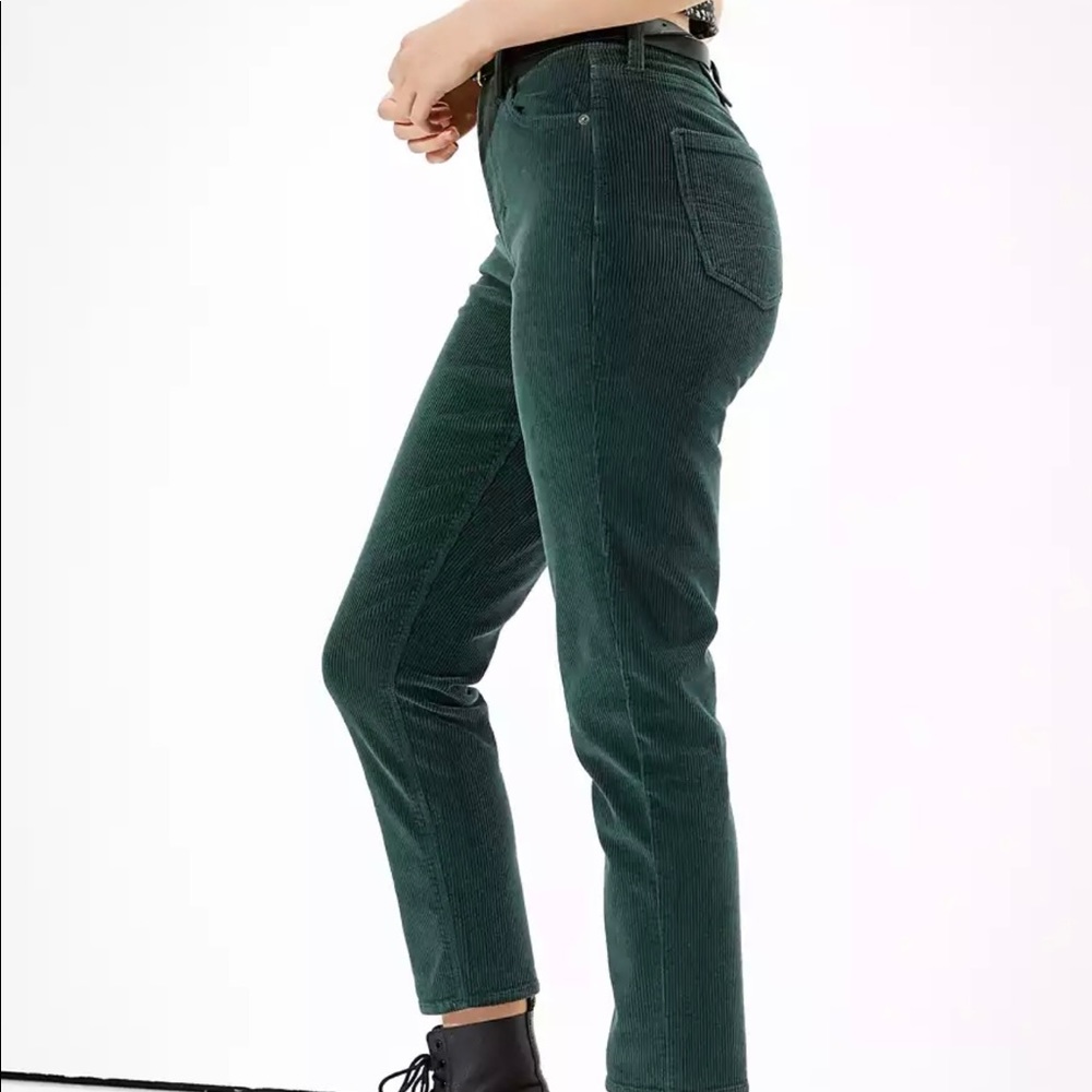 American Eagle Green Corduroy Mom Pants